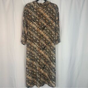 Zara mock neck snake animal print midi dress size large